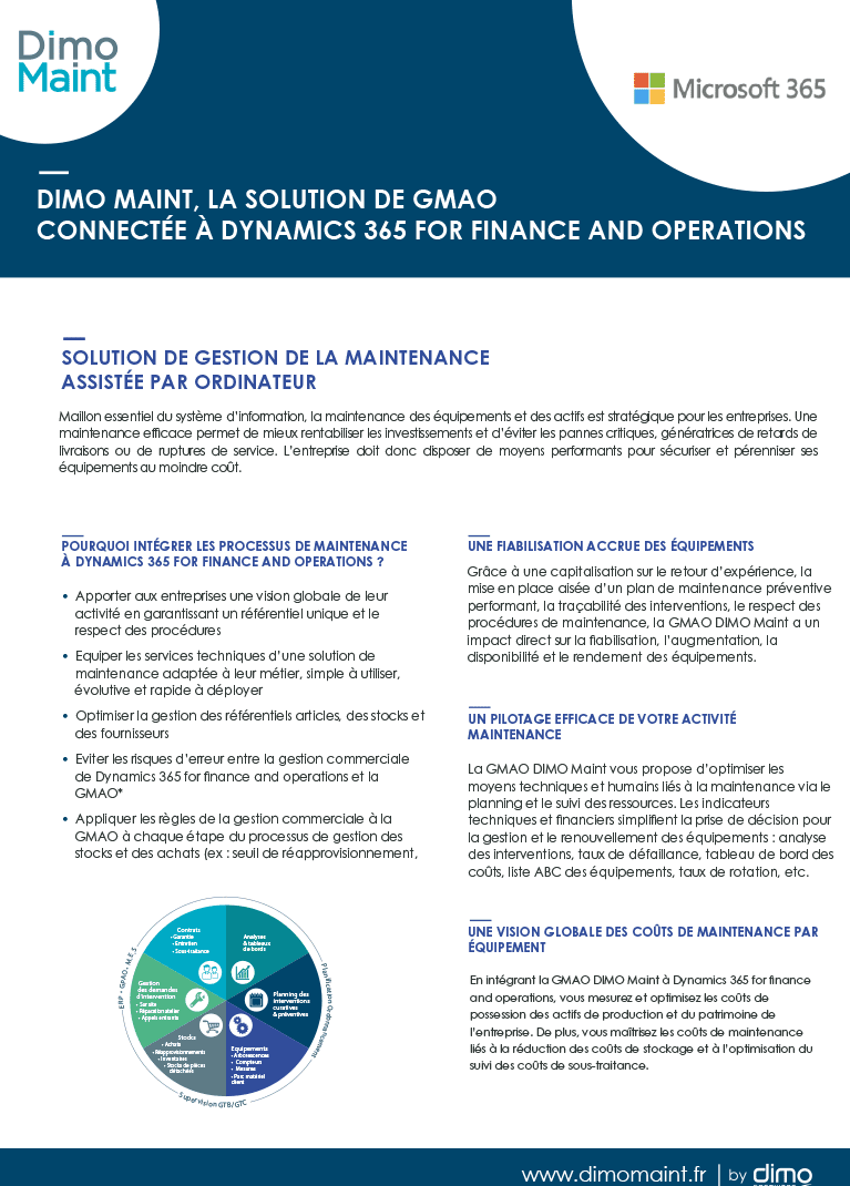 Fiche connecteur GMAO Microsoft Dynamics 365 for Finance and Operations